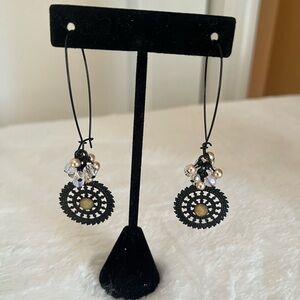 Elegant Black and Gold Dangle Earrings